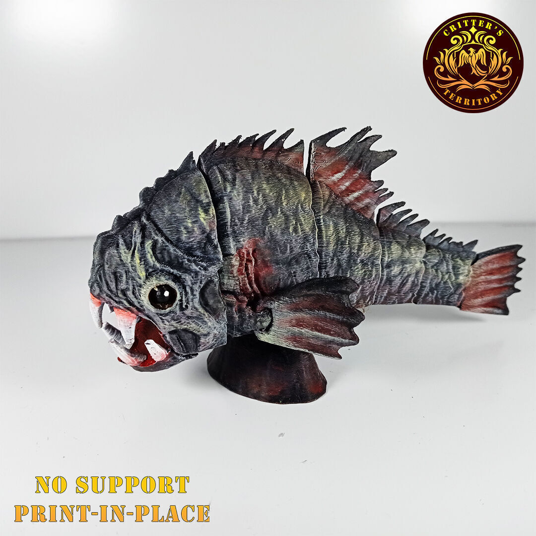 ARTICULATED PRINT-IN-PLACE MONSTER PIRANHA 3D print model_8