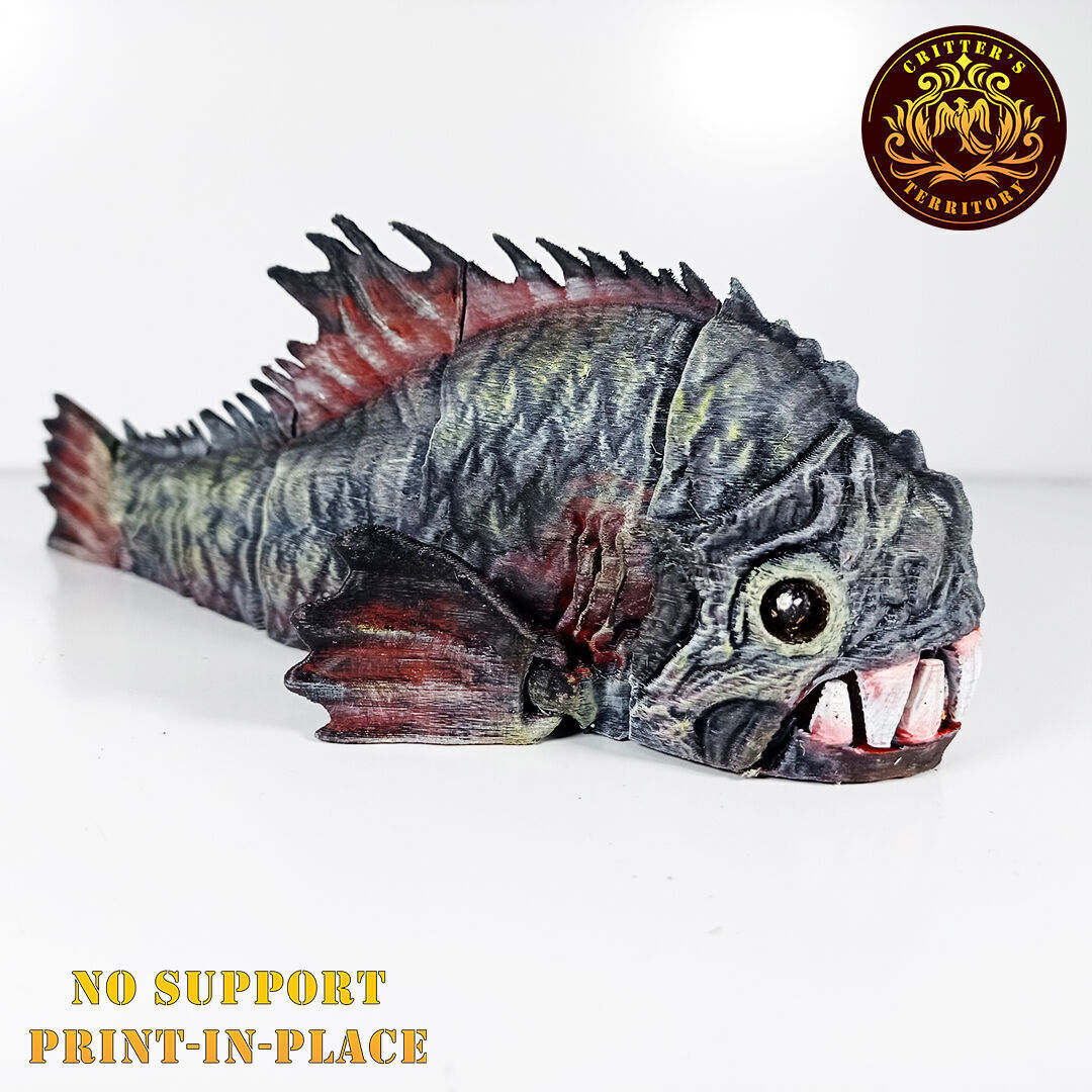 ARTICULATED PRINT-IN-PLACE MONSTER PIRANHA 3D print model_9