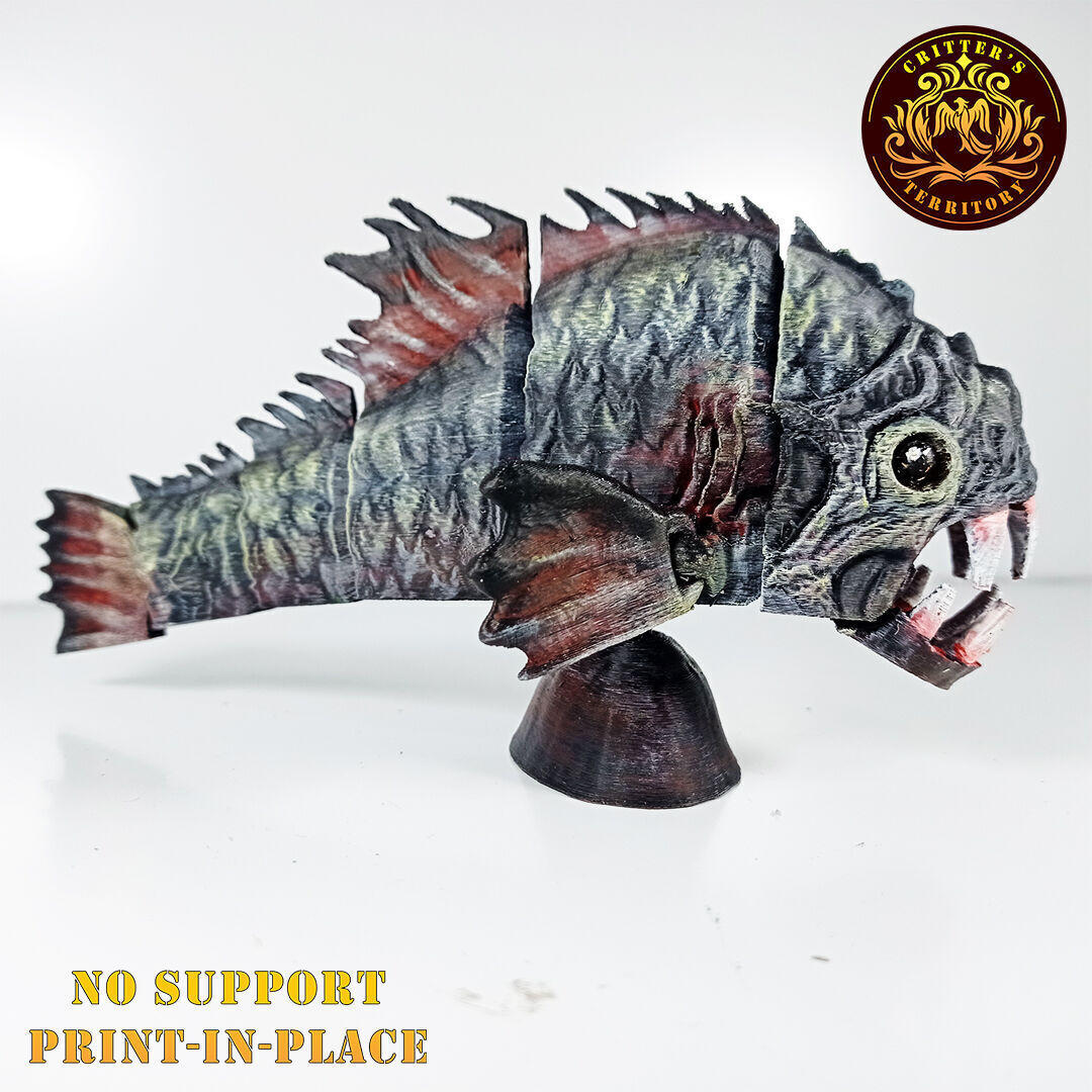 ARTICULATED PRINT-IN-PLACE MONSTER PIRANHA 3D print model_6
