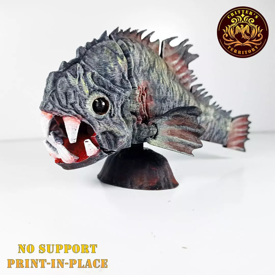 ARTICULATED PRINT-IN-PLACE MONSTER PIRANHA 3D print model_0