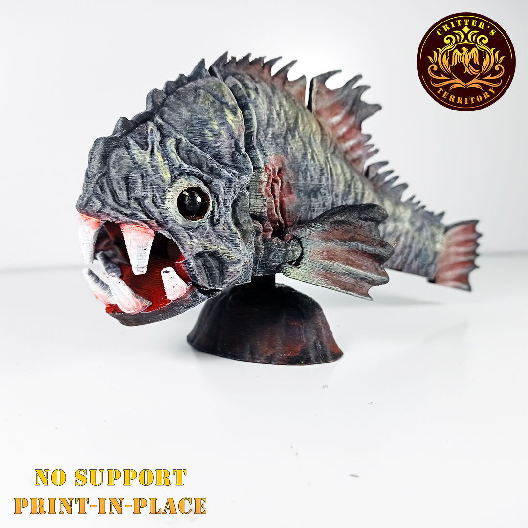 ARTICULATED PRINT-IN-PLACE MONSTER PIRANHA 3D print model_5