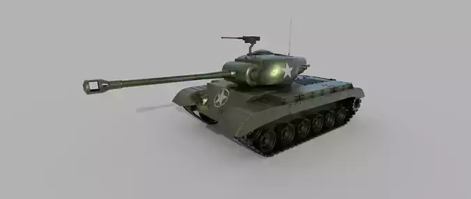 Tank M26 Pershing PBR Military World War Army vehicle weapon 3D model