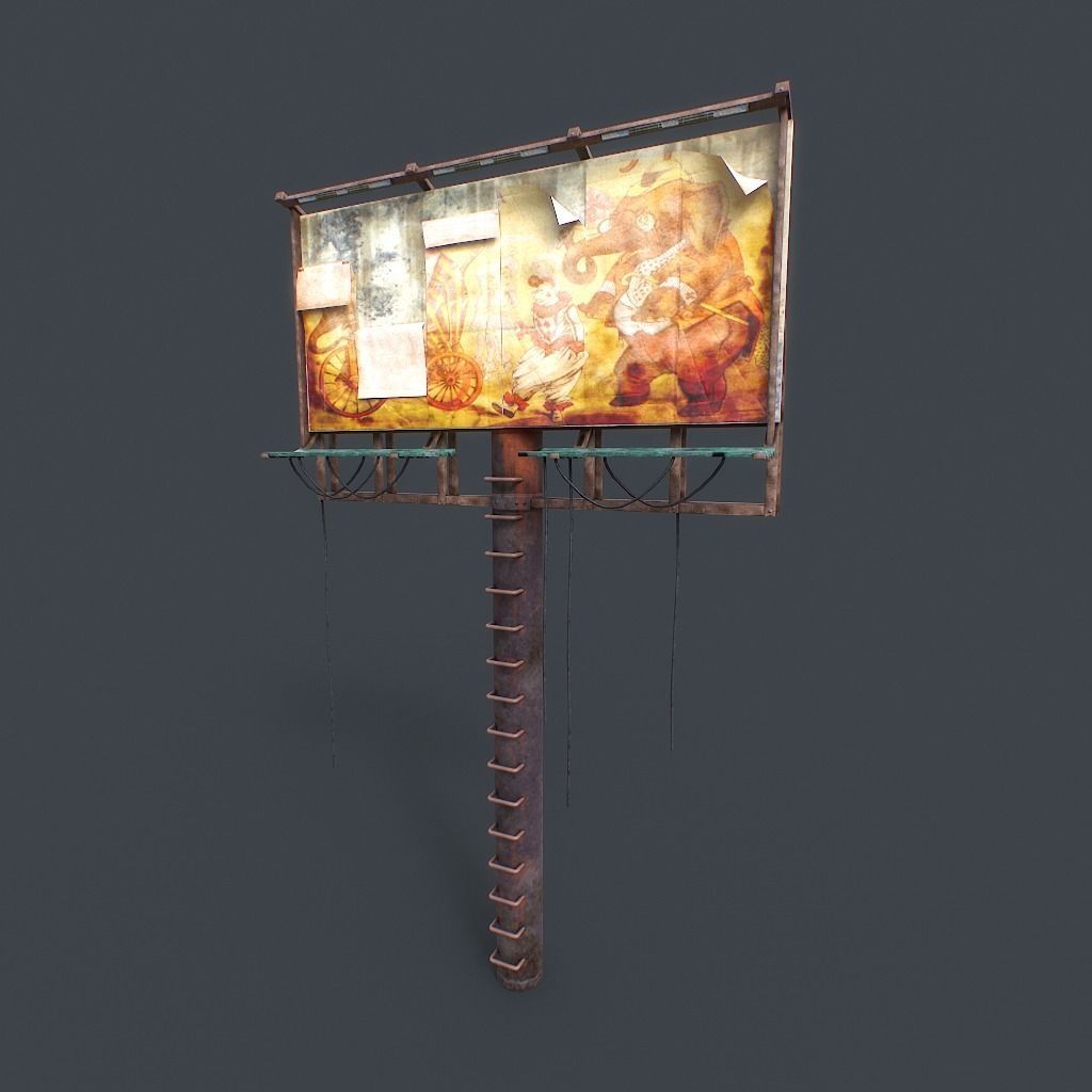 Old Billboard Low-poly 3D model_2