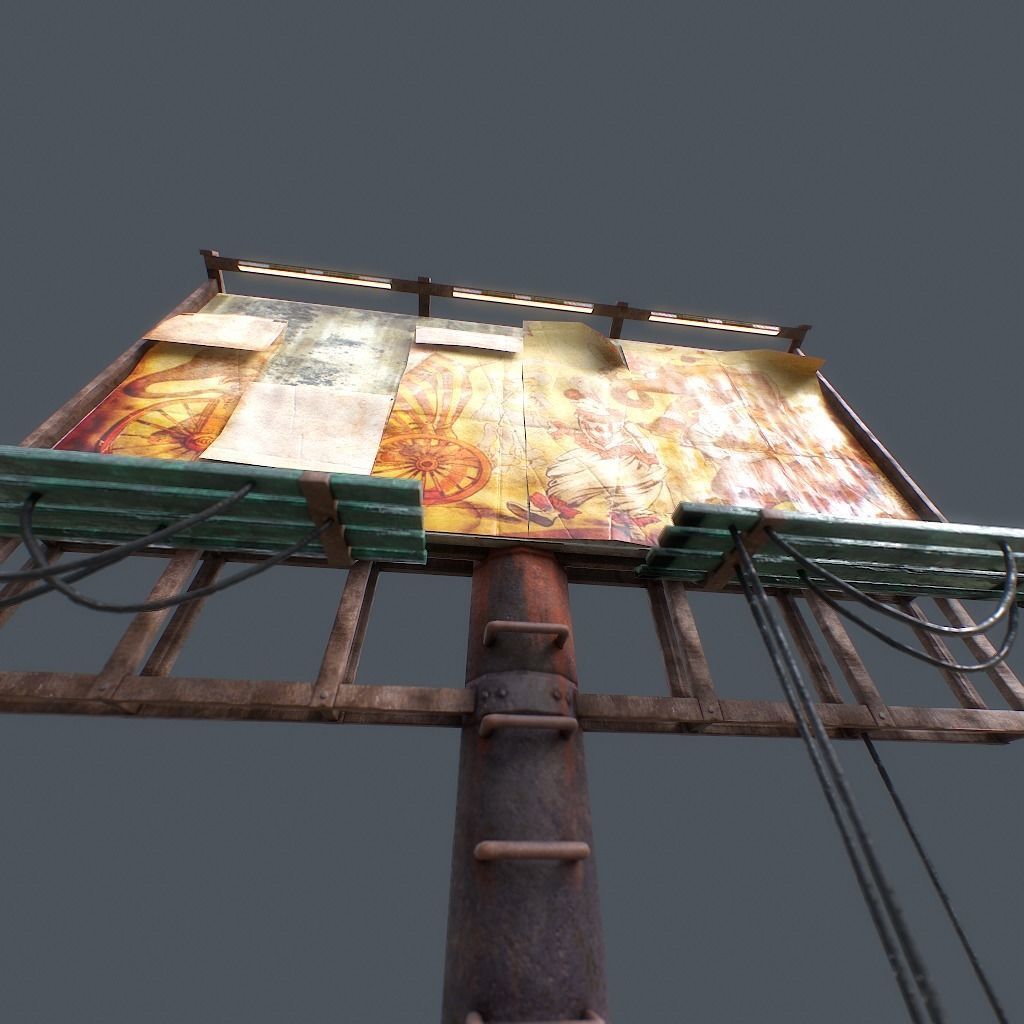 Old Billboard Low-poly 3D model_11