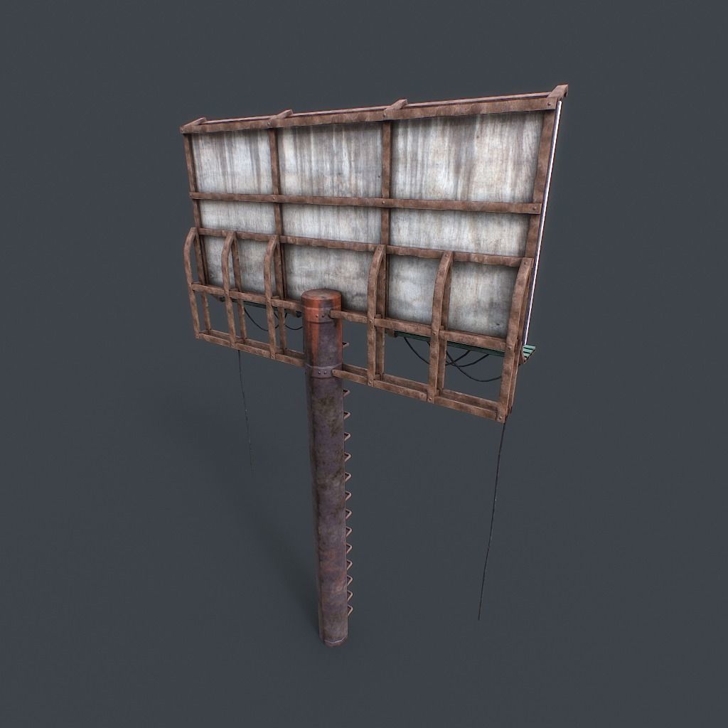 Old Billboard Low-poly 3D model_4