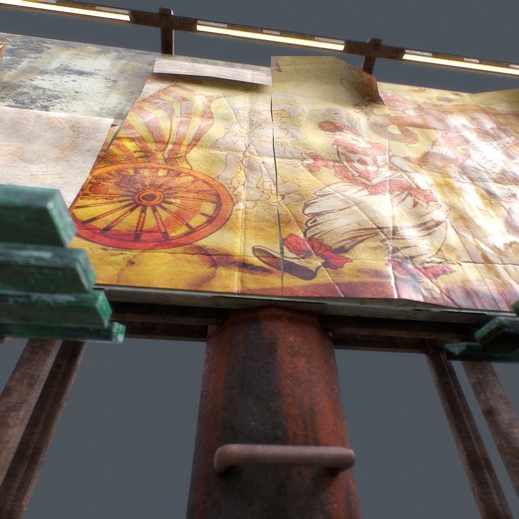 Old Billboard Low-poly 3D model_12