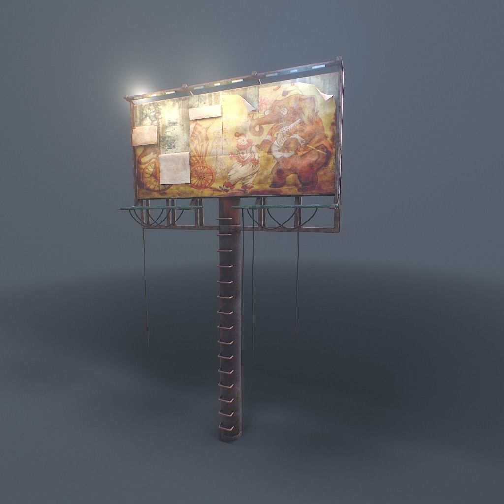 Old Billboard Low-poly 3D model_14
