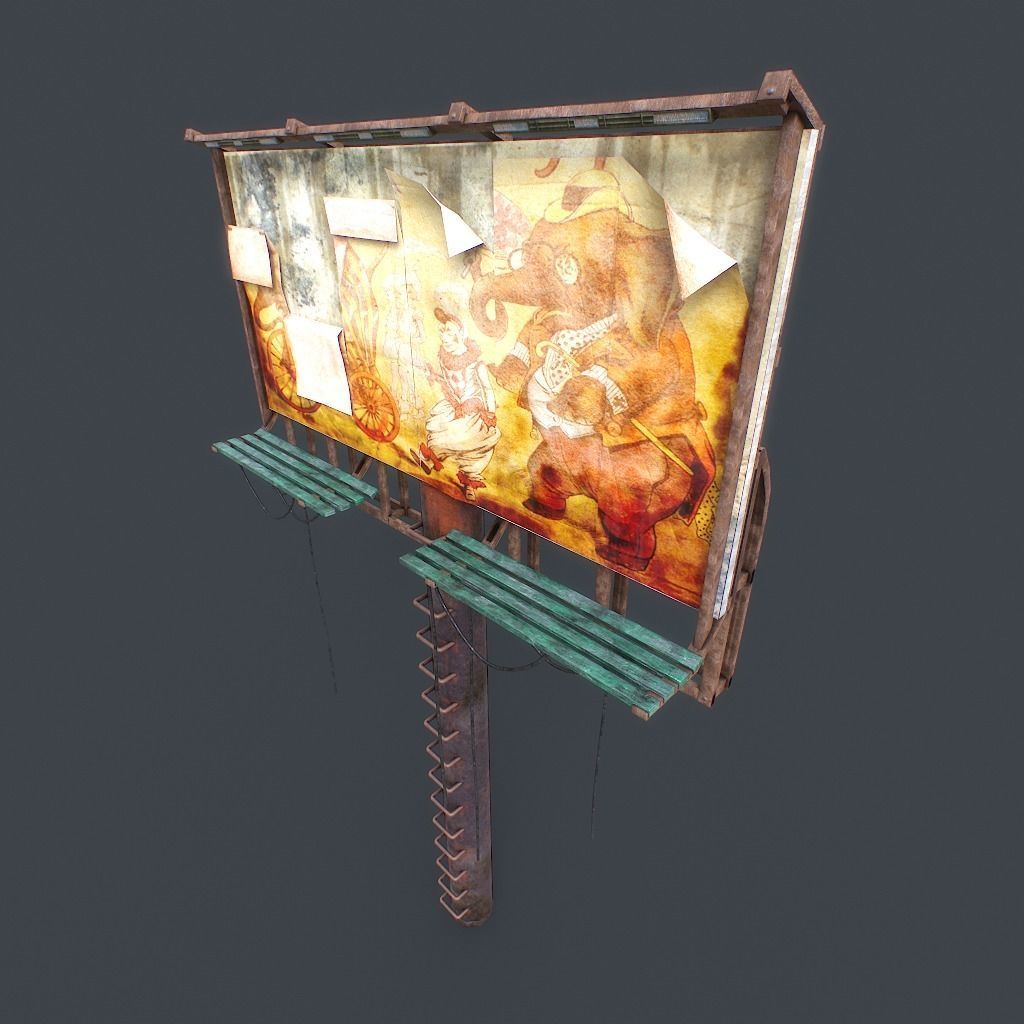 Old Billboard Low-poly 3D model_5