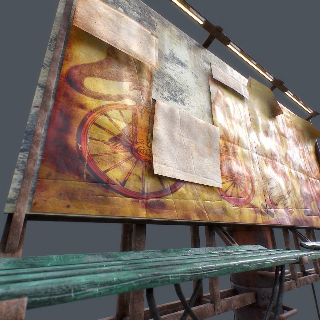 Old Billboard Low-poly 3D model_9
