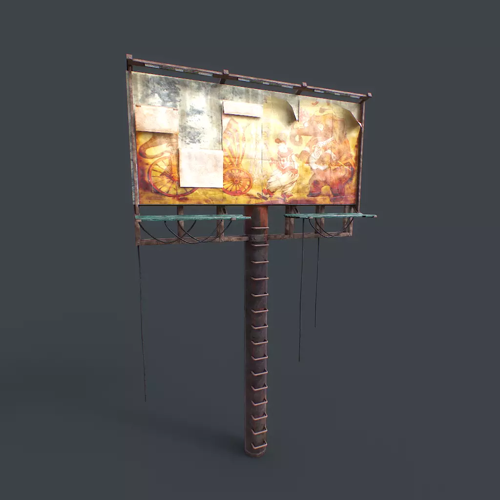 Old Billboard Low-poly 3D model_0