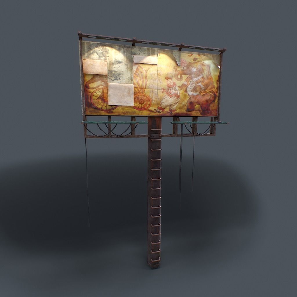 Old Billboard Low-poly 3D model_13