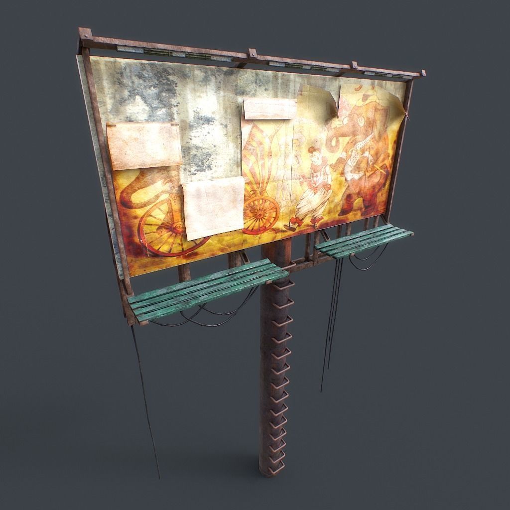 Old Billboard Low-poly 3D model_6