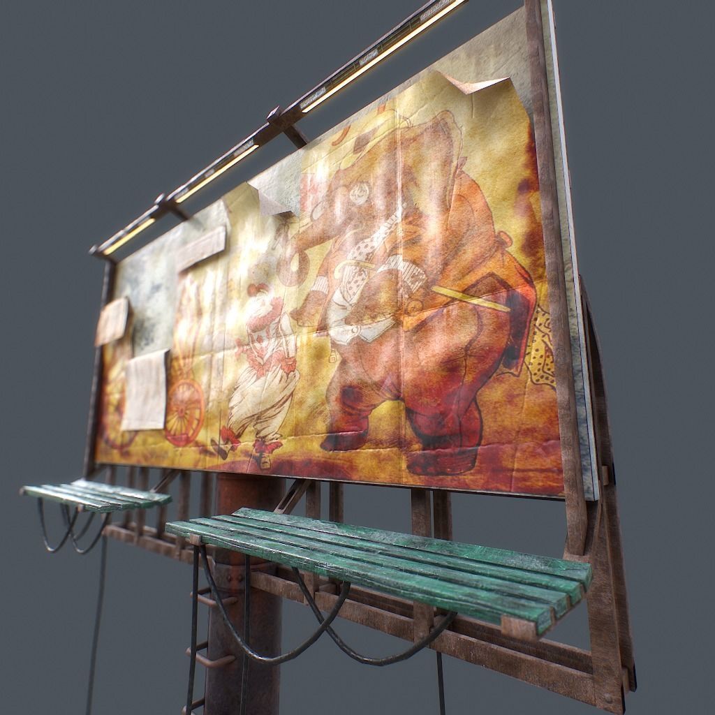 Old Billboard Low-poly 3D model_10