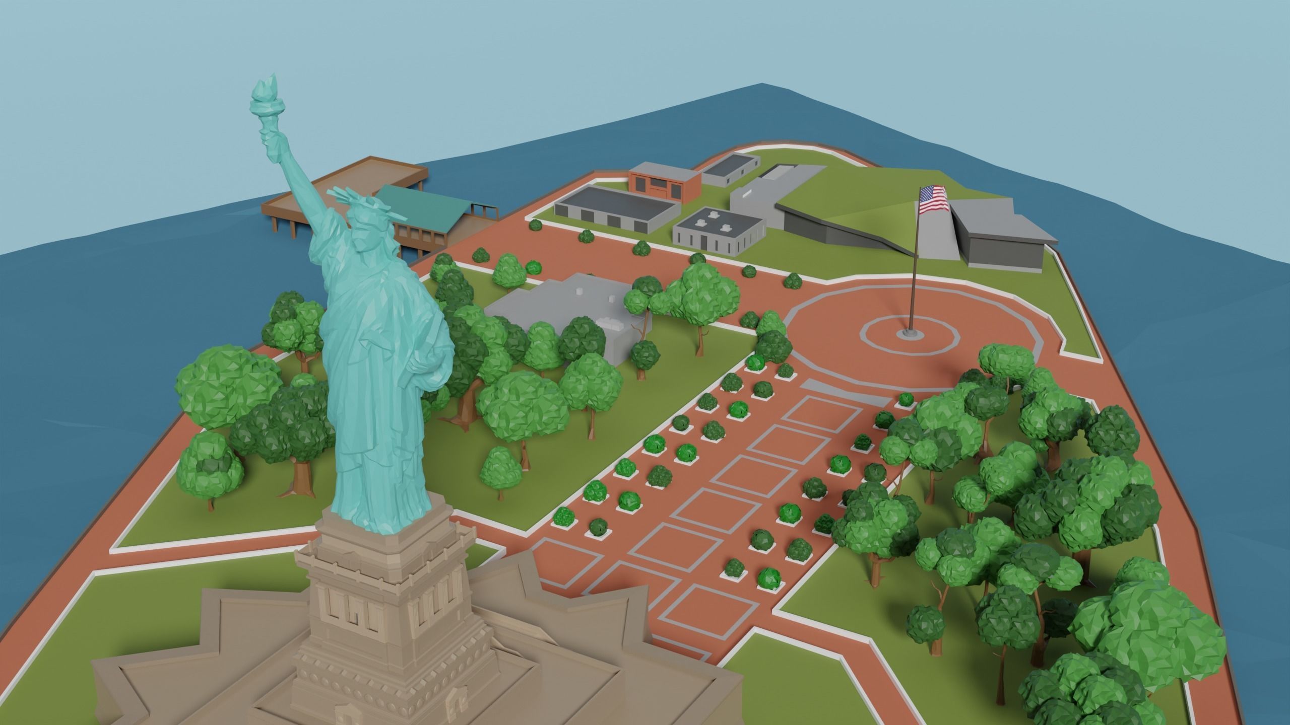 Statue of Liberty Low-poly 3D model_9