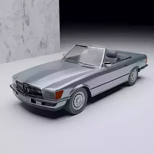 R107 Mercedes 380SL convertible model with interior 3D model
