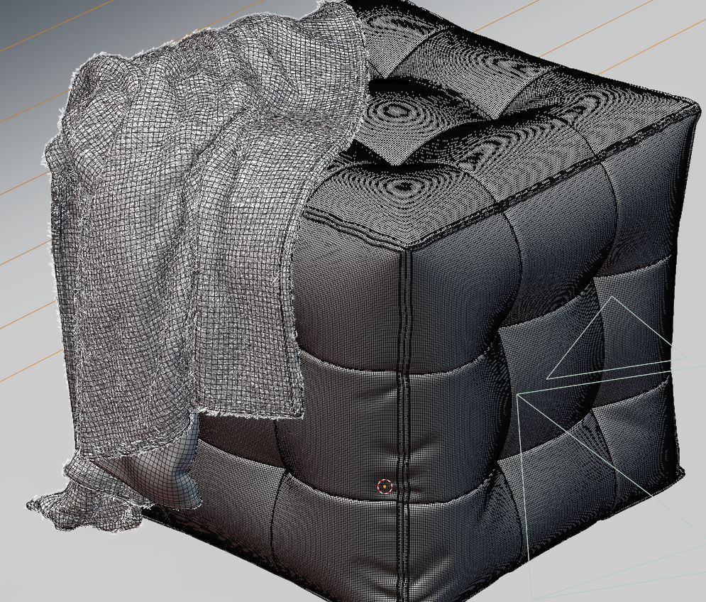 Pouf with throw Low-poly 3D model_1
