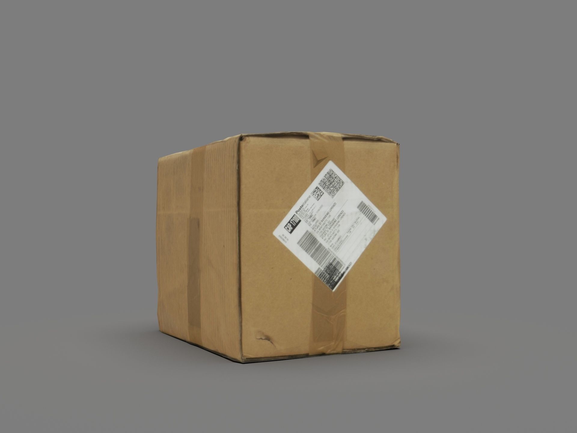 Cardboard box with labels Low-poly 3D model_4