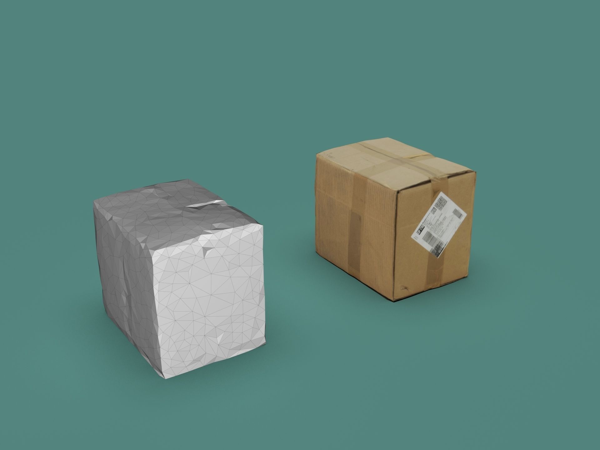 Cardboard box with labels Low-poly 3D model_7