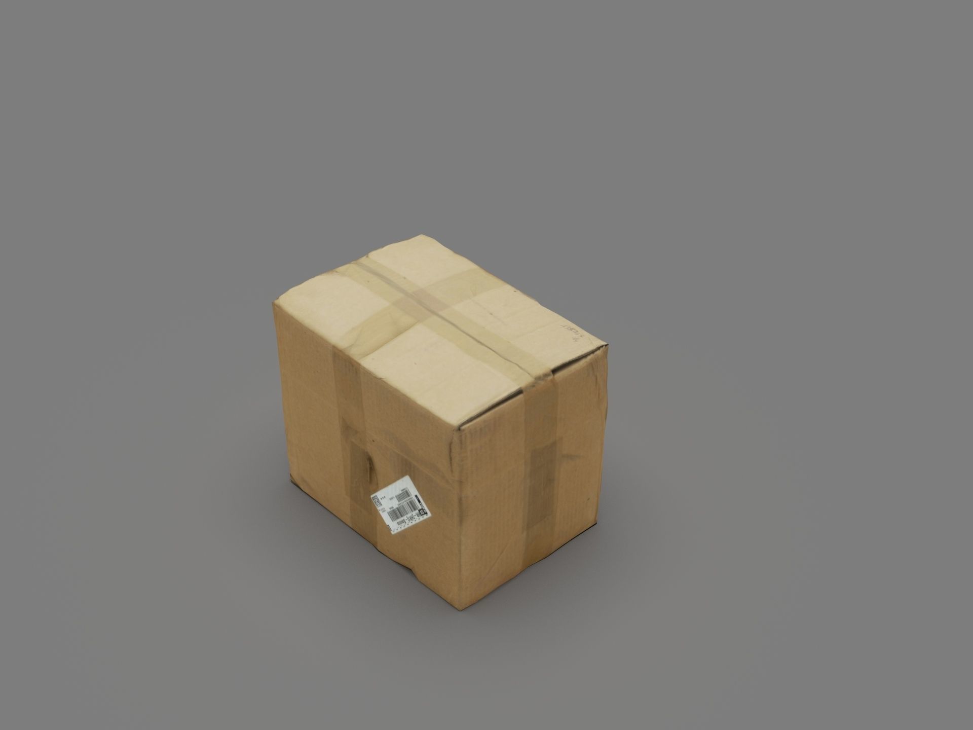 Cardboard box with labels Low-poly 3D model_2