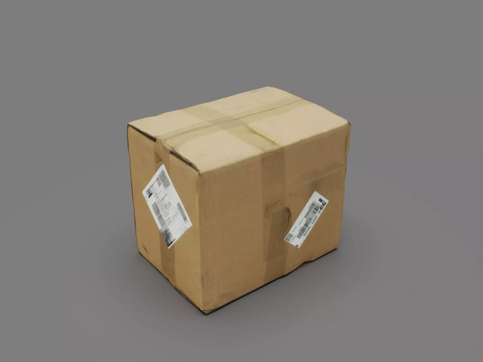 Cardboard box with labels Low-poly 3D model_0