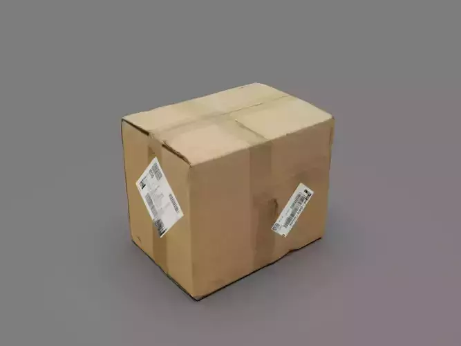 Cardboard box with labels Low-poly 3D model