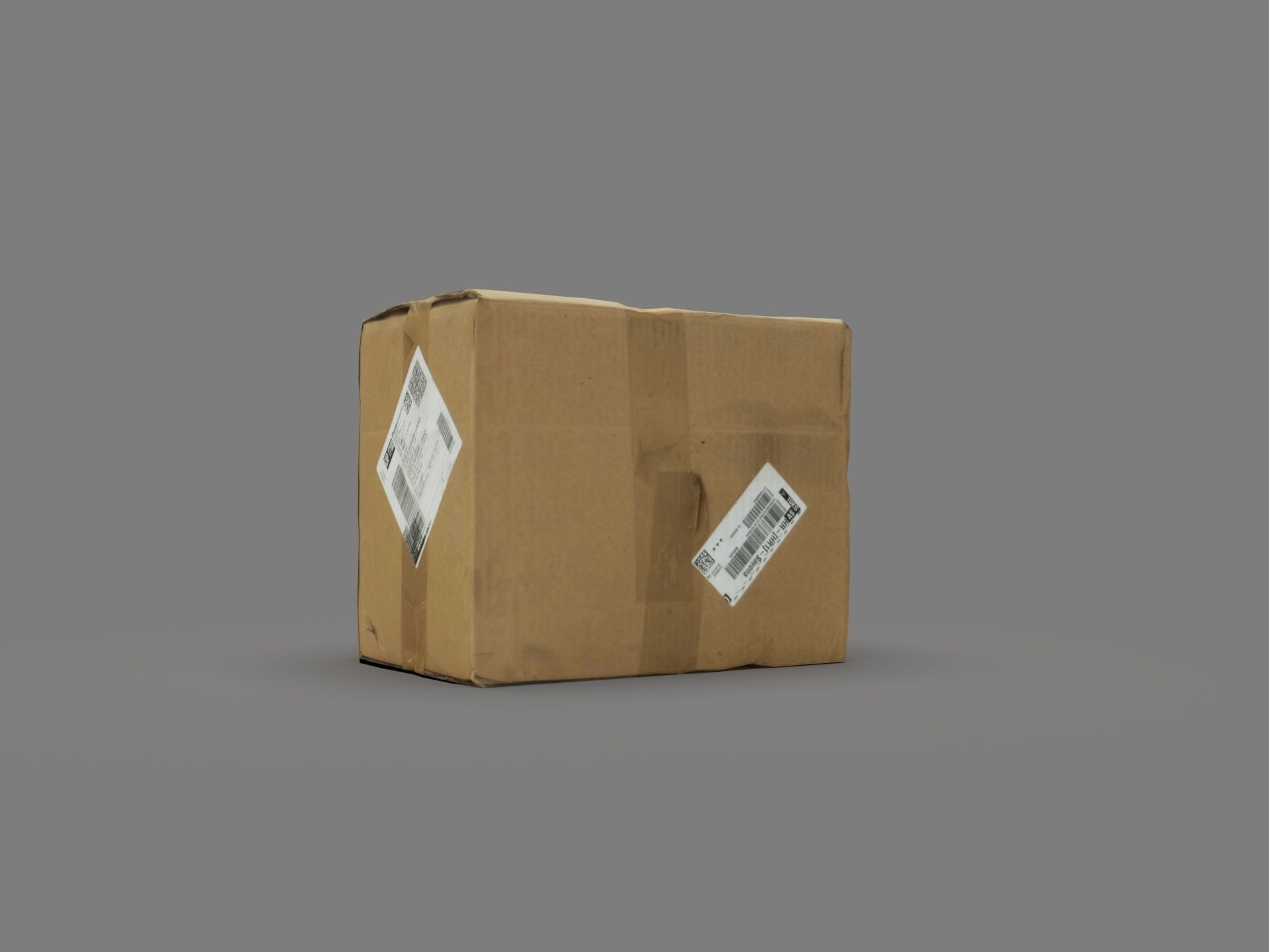 Cardboard box with labels Low-poly 3D model_3