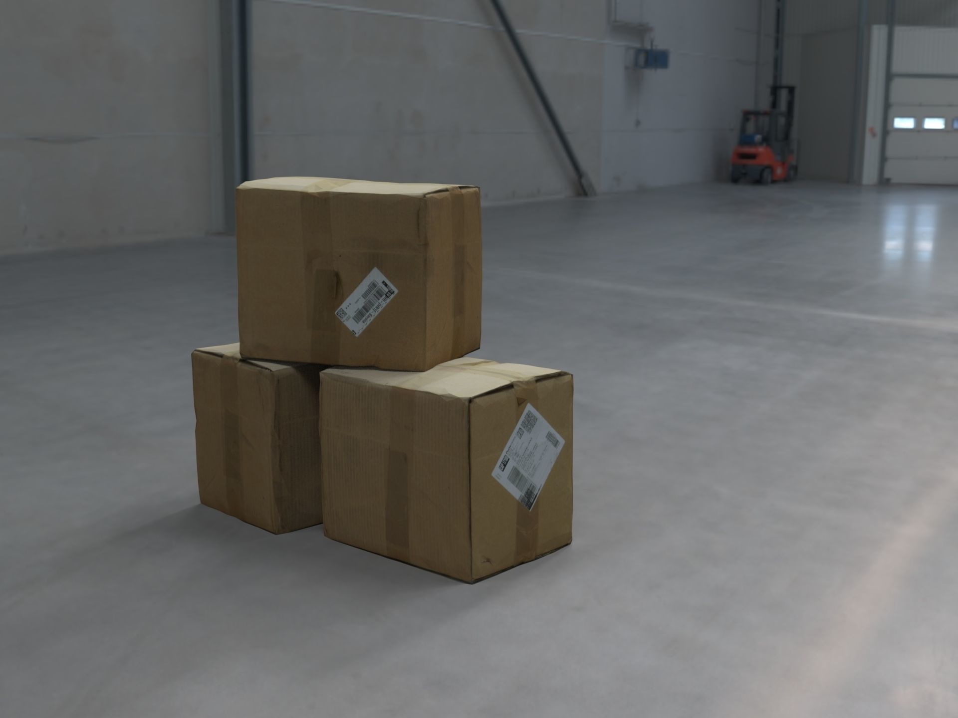 Cardboard box with labels Low-poly 3D model_1