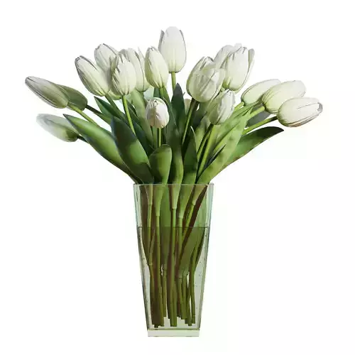 Flower Set 17 - White Tulips Bouquet