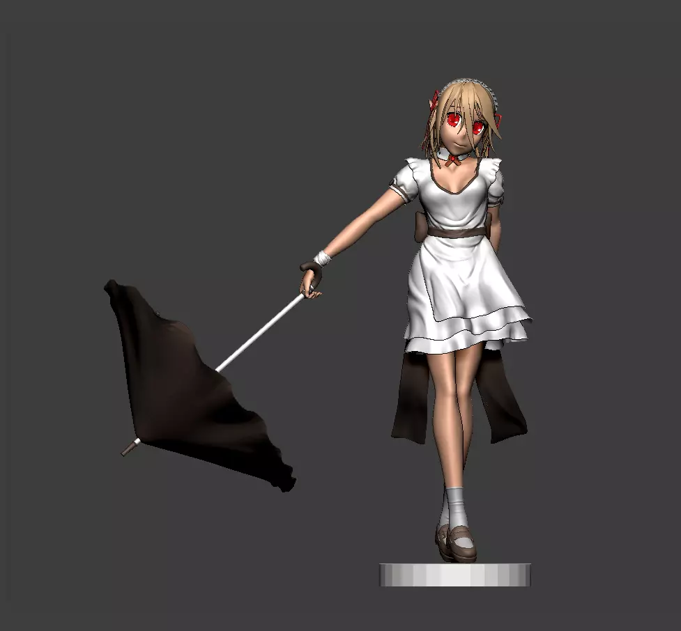 anime girl holding umbrella 3D model