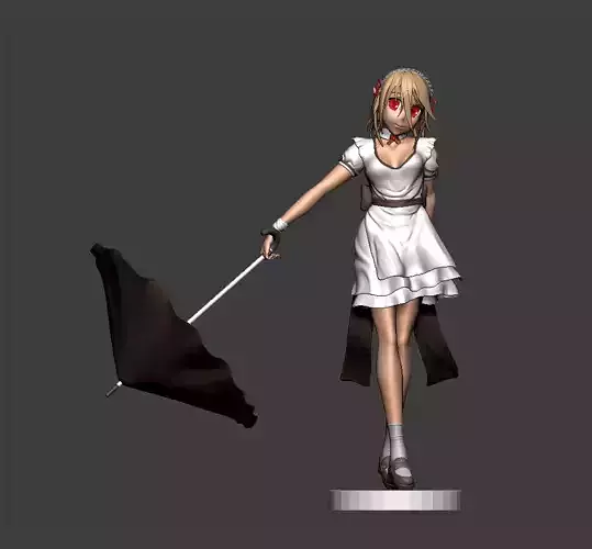 anime girl holding umbrella 3D model