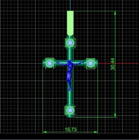 stylish pendant cross with jesus and diamond stones 3D print model_25