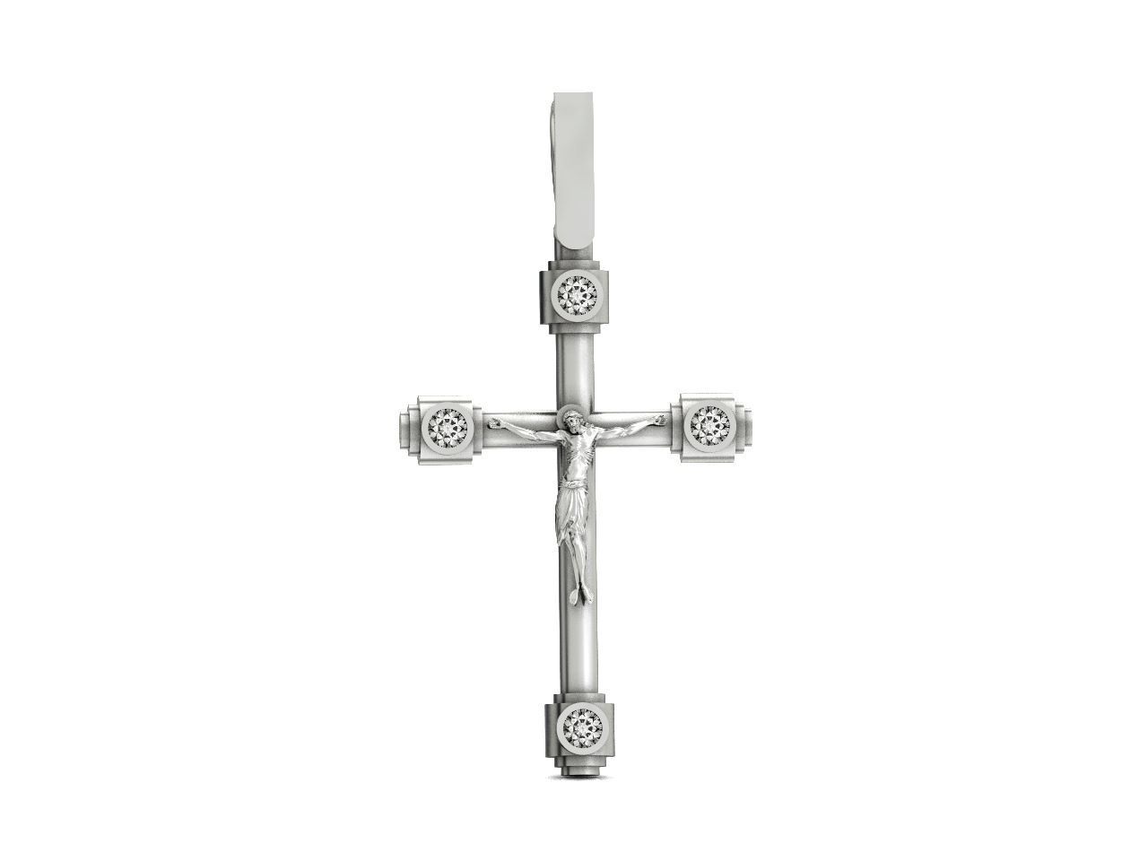 stylish pendant cross with jesus and diamond stones 3D print model_23