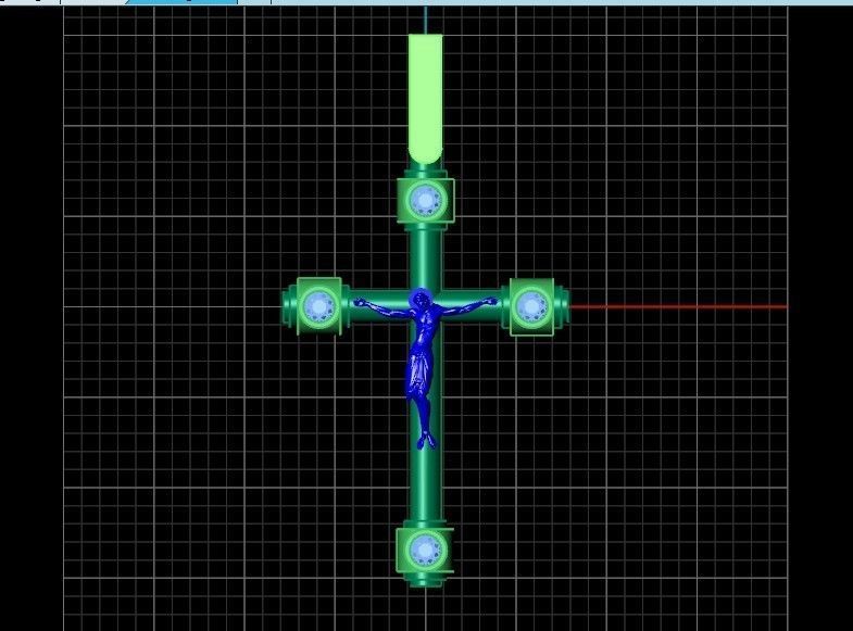 stylish pendant cross with jesus and diamond stones 3D print model_18