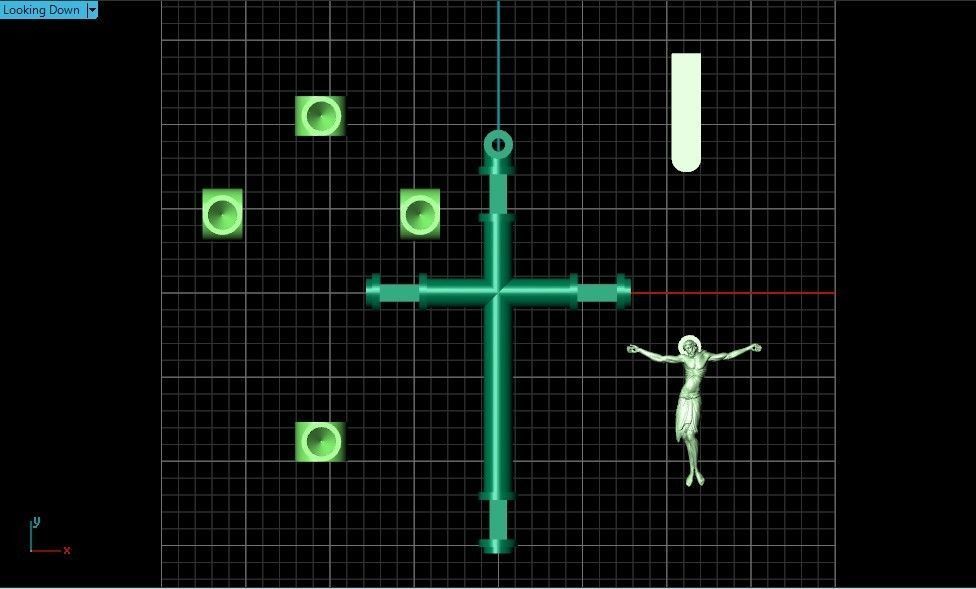 stylish pendant cross with jesus and diamond stones 3D print model_31