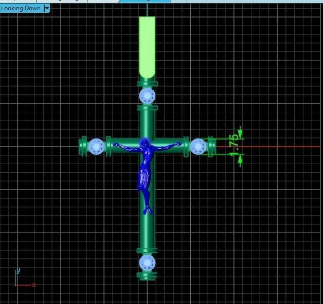 stylish pendant cross with jesus and diamond stones 3D print model_34