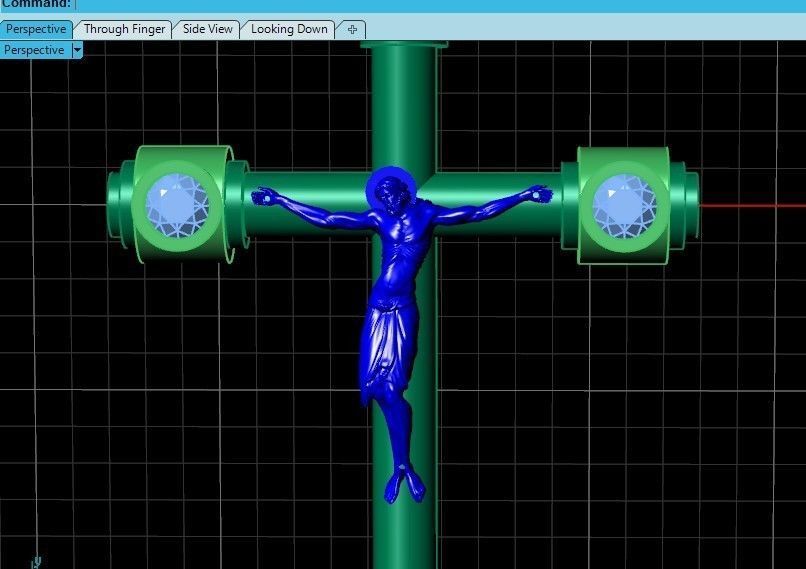 stylish pendant cross with jesus and diamond stones 3D print model_28