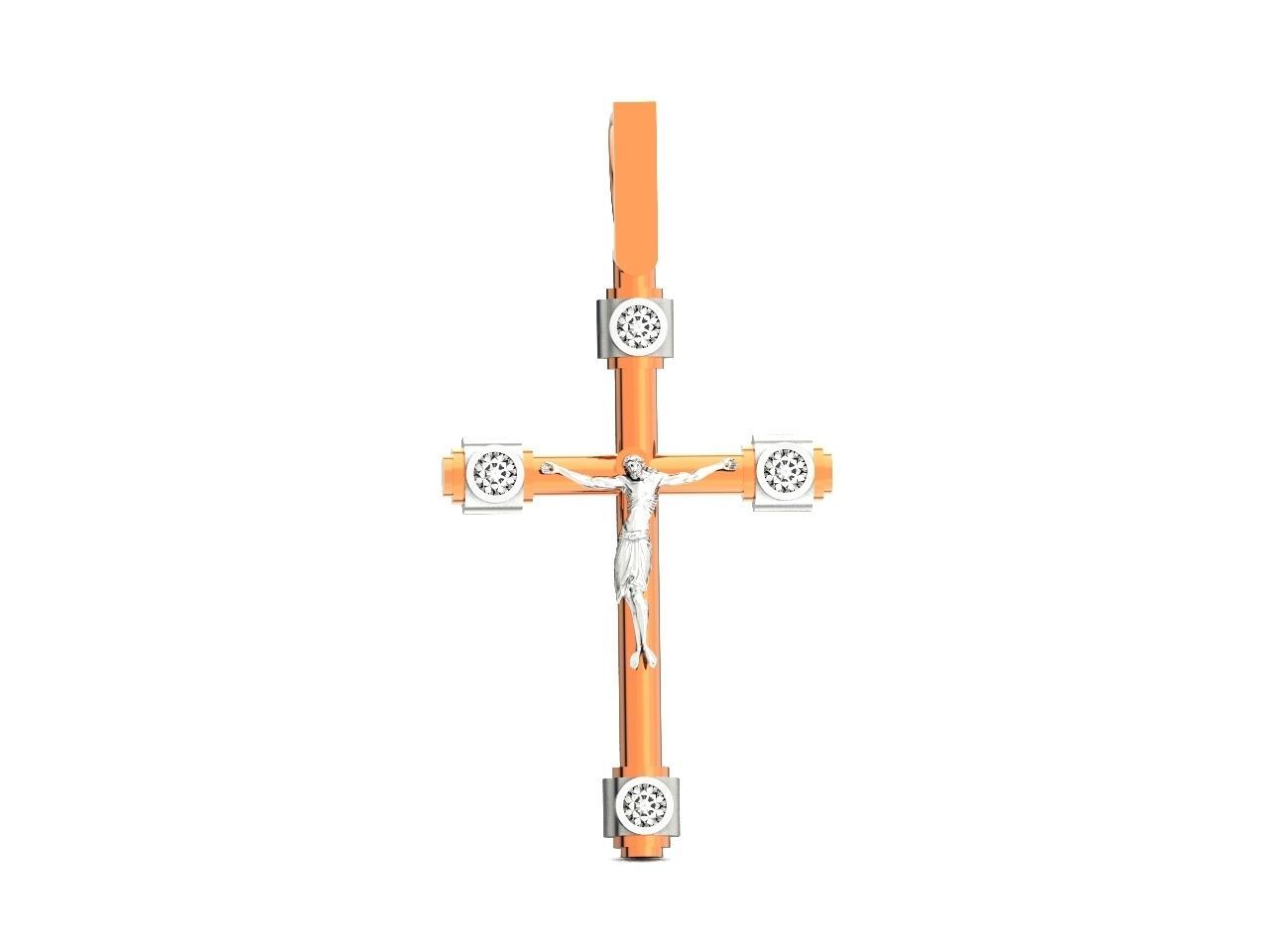 stylish pendant cross with jesus and diamond stones 3D print model_20
