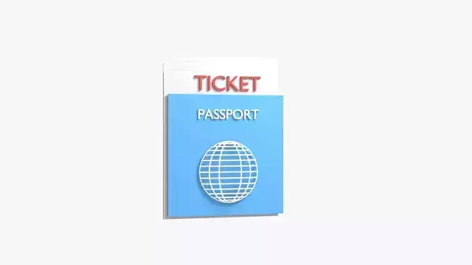Passport pencil Low-poly 3D model