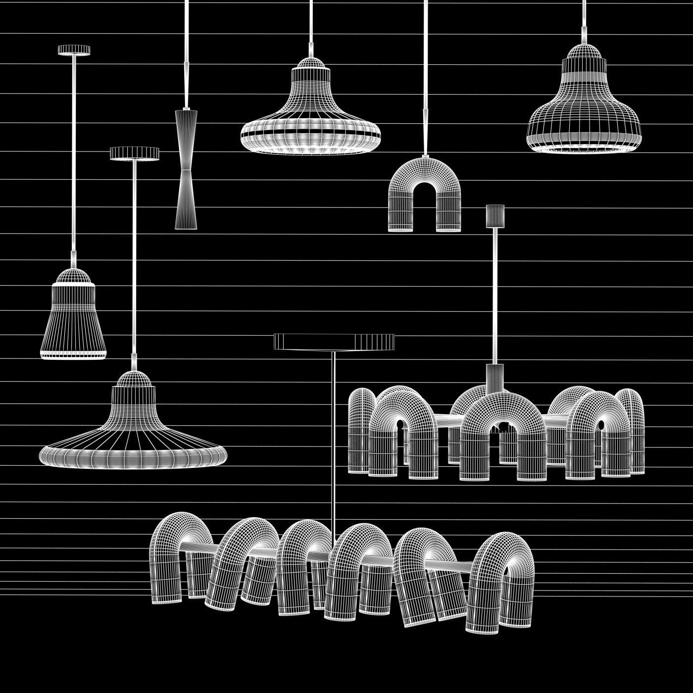 modern light 8model 2material Low-poly 3D model_3