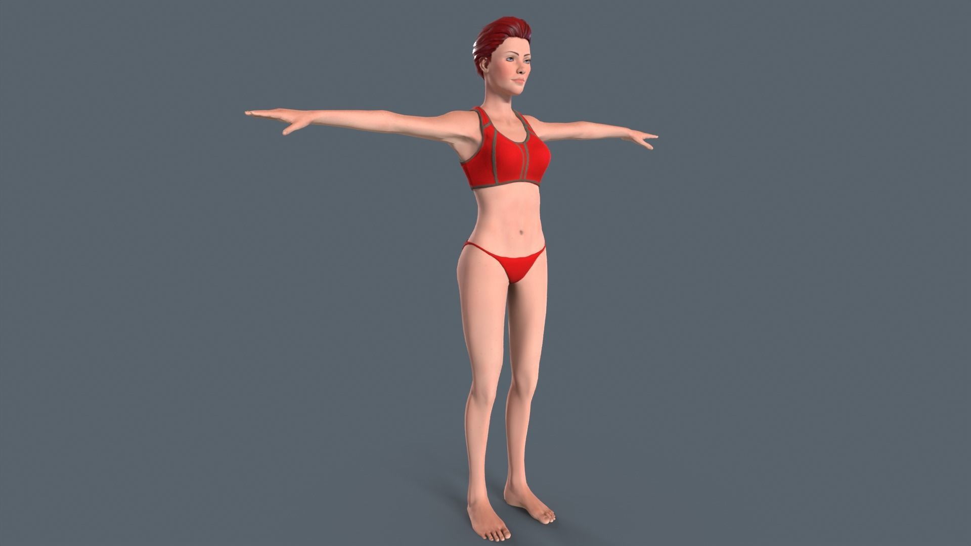 Red Woman Low-poly 3D model_6