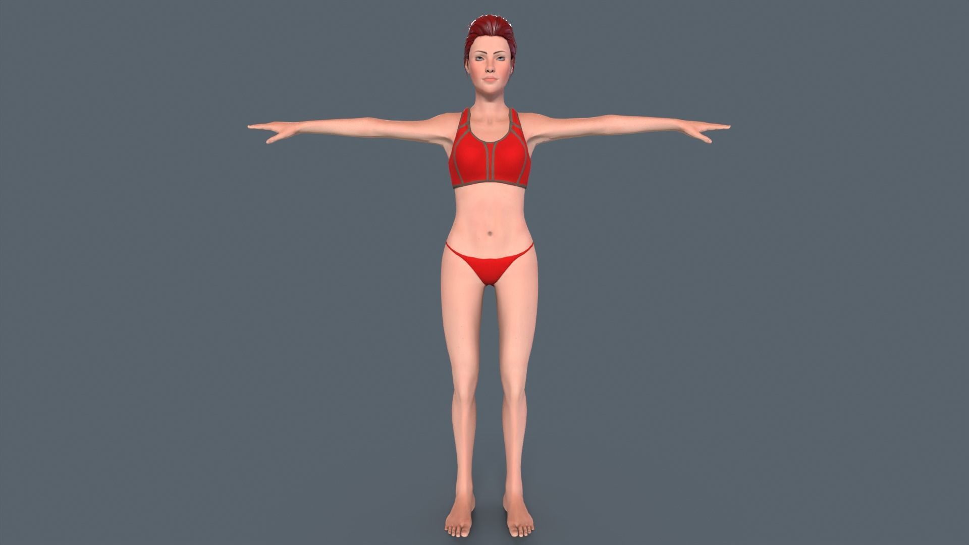 Red Woman Low-poly 3D model_5