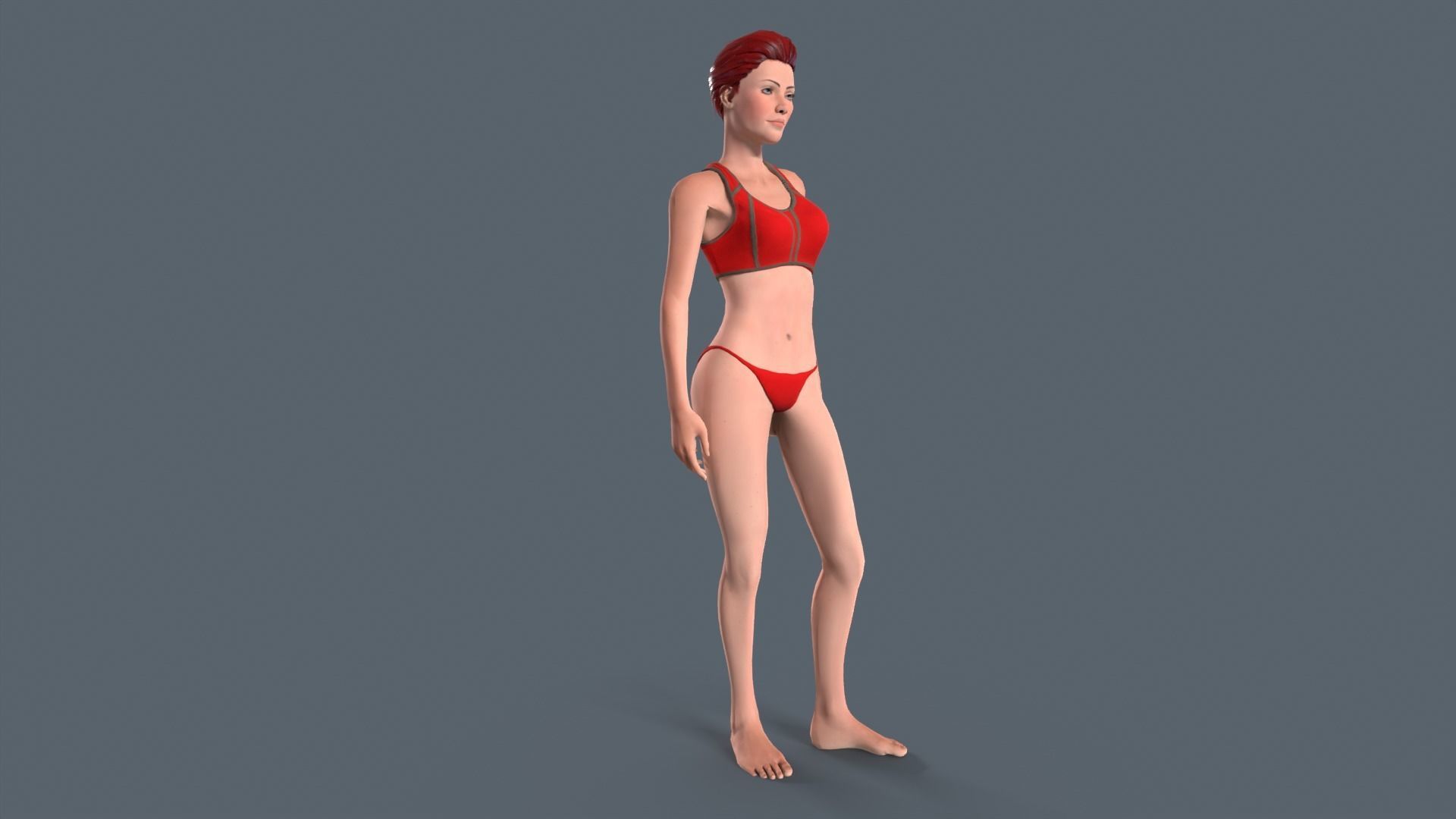 Red Woman Low-poly 3D model_3