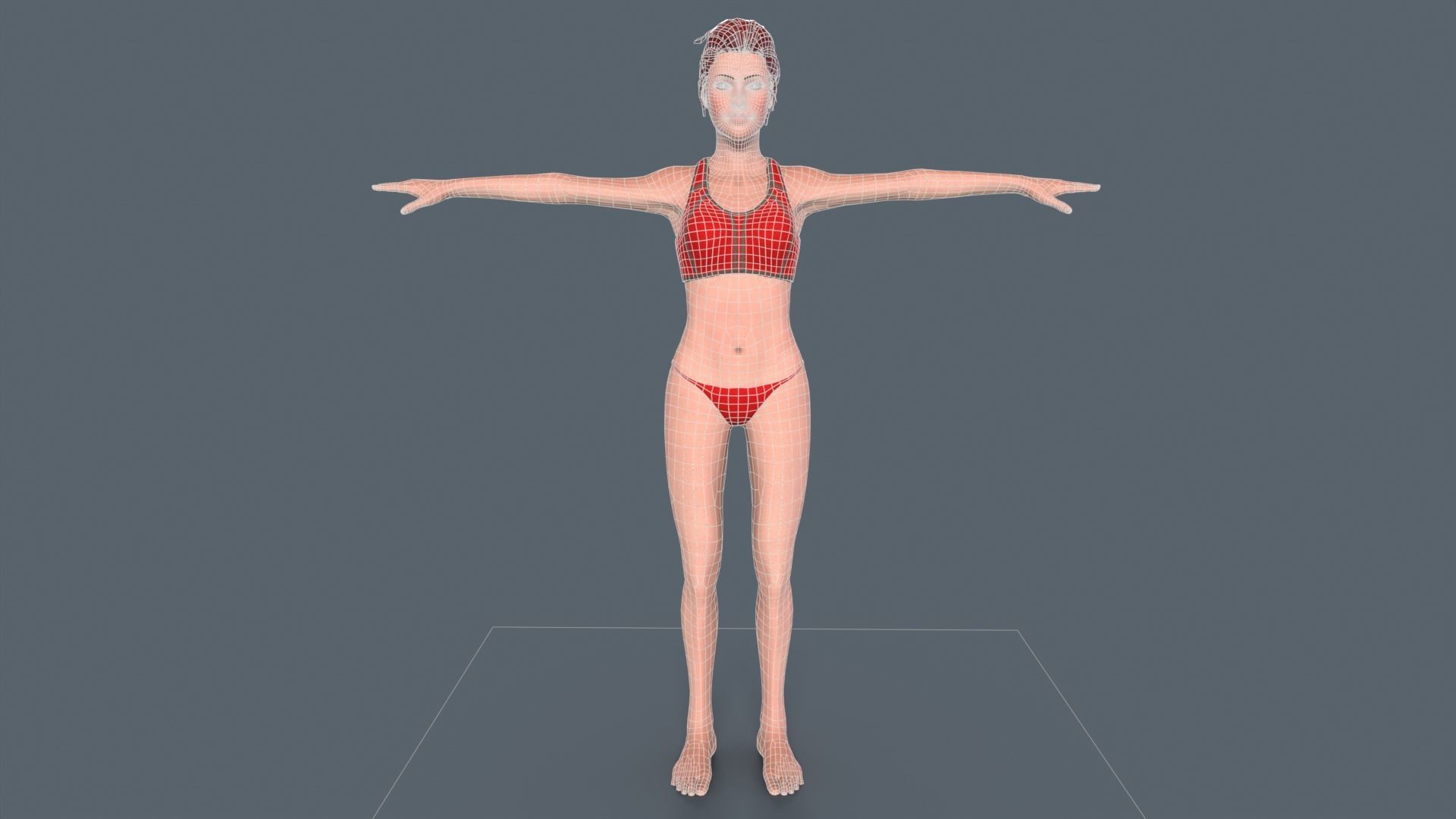 Red Woman Low-poly 3D model_9