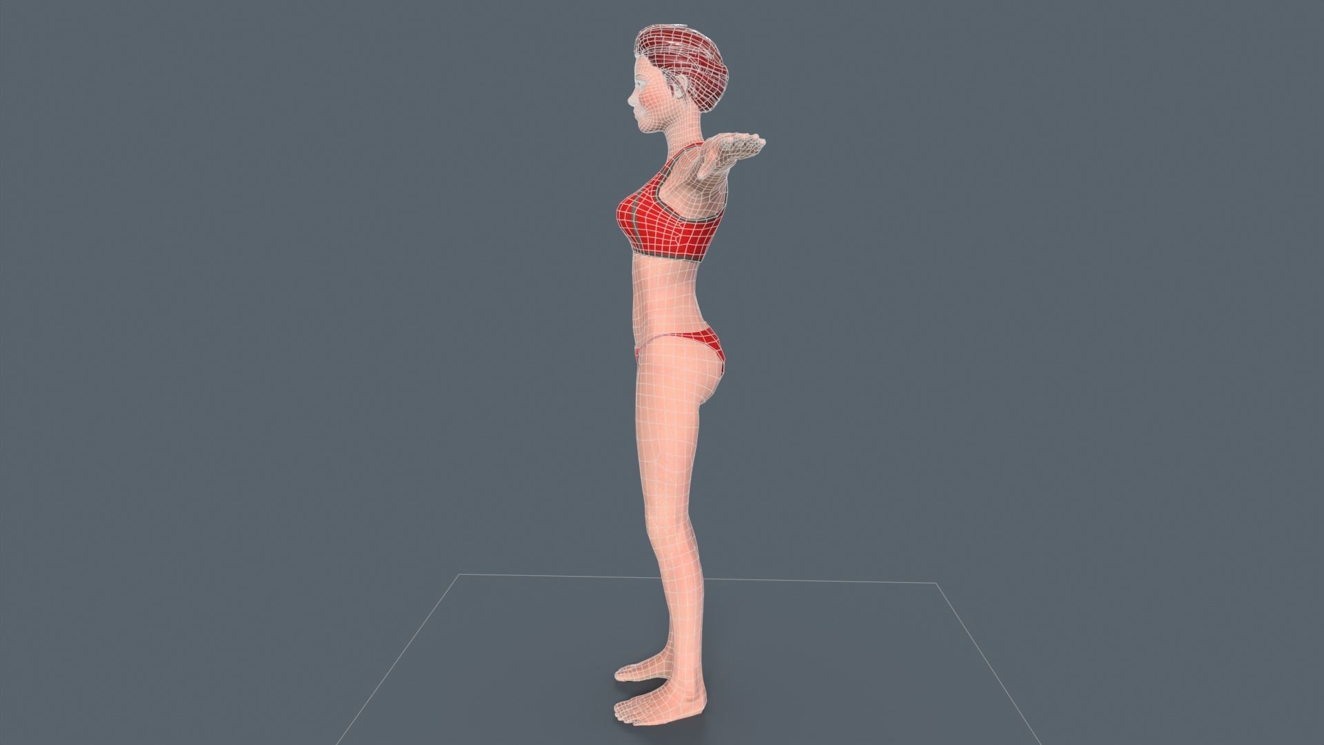 Red Woman Low-poly 3D model_12
