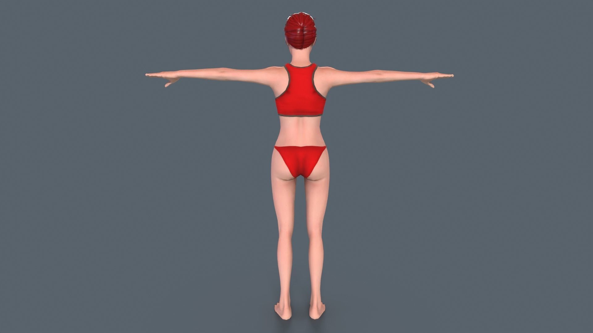 Red Woman Low-poly 3D model_8