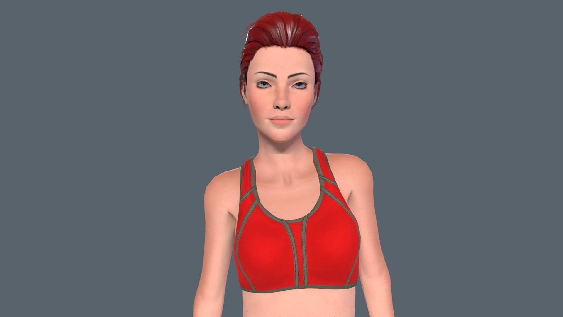 Red Woman Low-poly 3D model_1