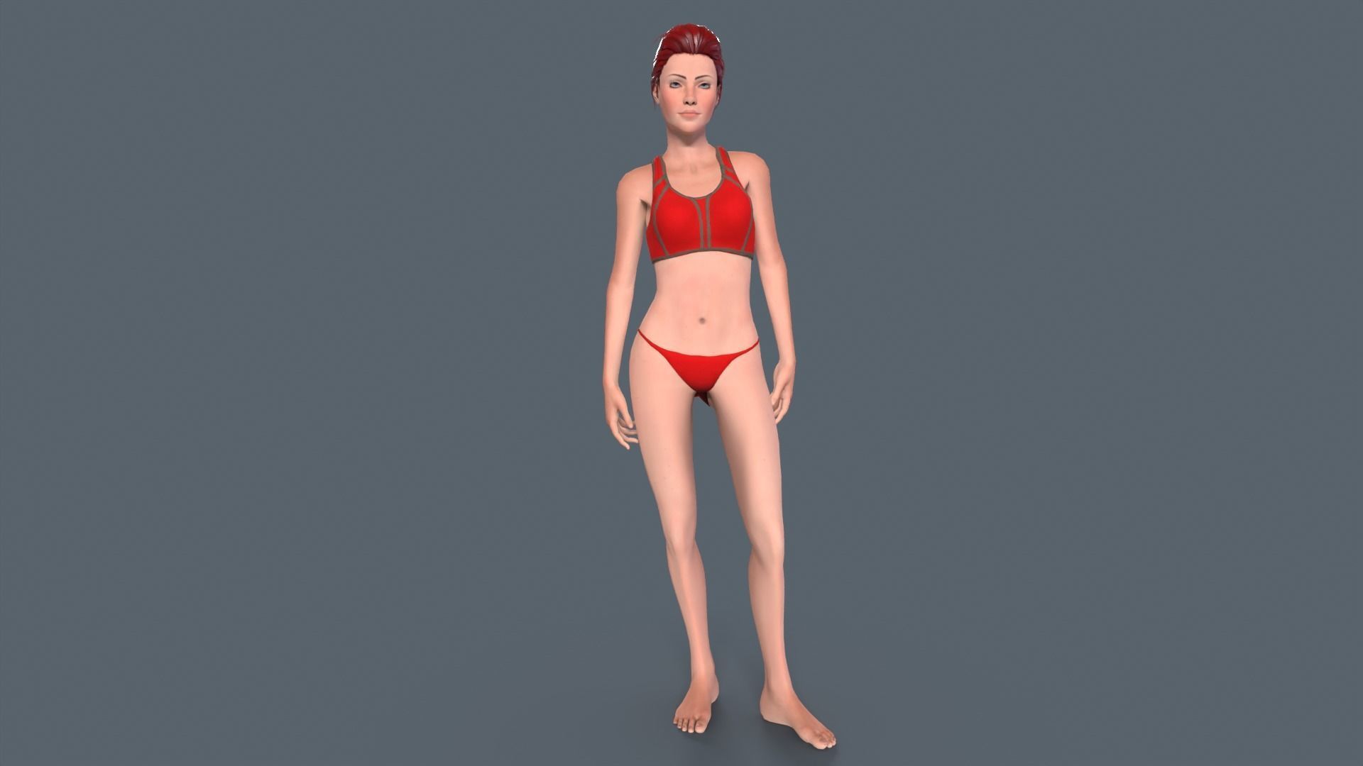 Red Woman Low-poly 3D model_2