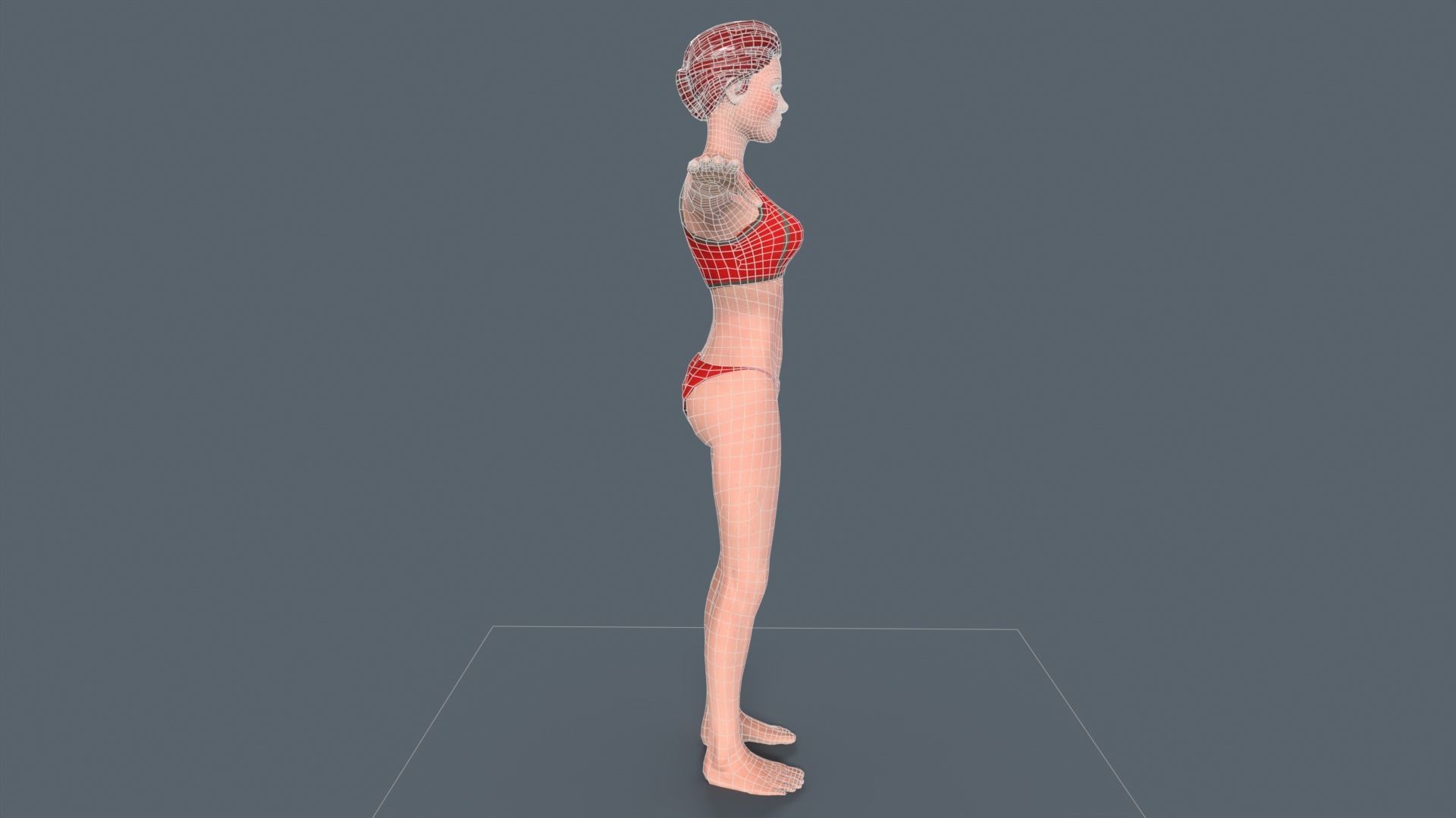 Red Woman Low-poly 3D model_10