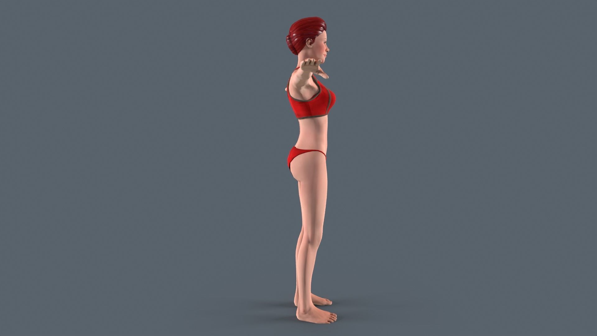 Red Woman Low-poly 3D model_7