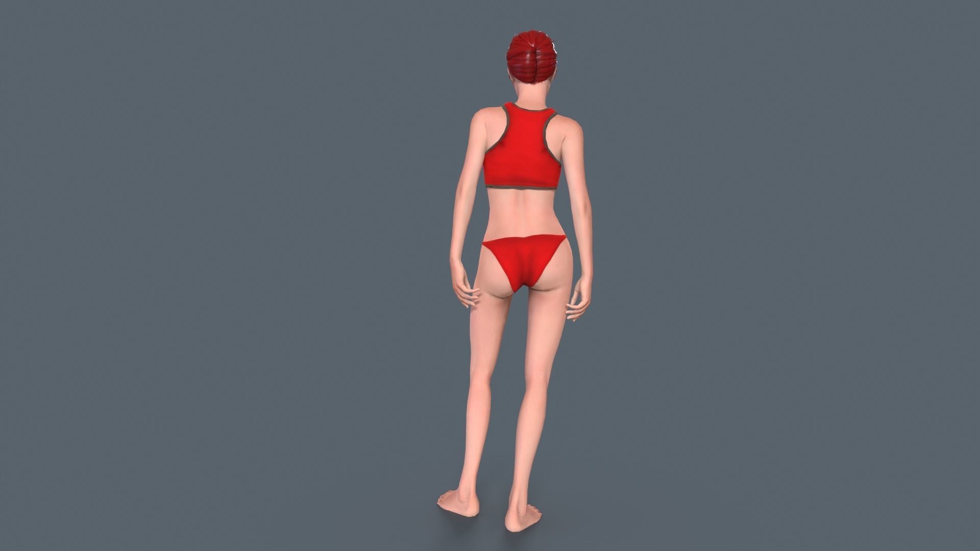 Red Woman Low-poly 3D model_4
